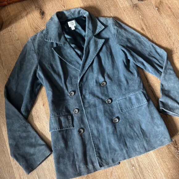 Margaret O'Leary Jackets & Blazers - Margaret OLeary Vintage Blue Suede Blazer Coat Jacket size Women’s Sz M